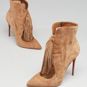 CHRISTIAN LOUBOUTIN Noisette Suede Ottocarl 100 Boots Size 5.5/35.5